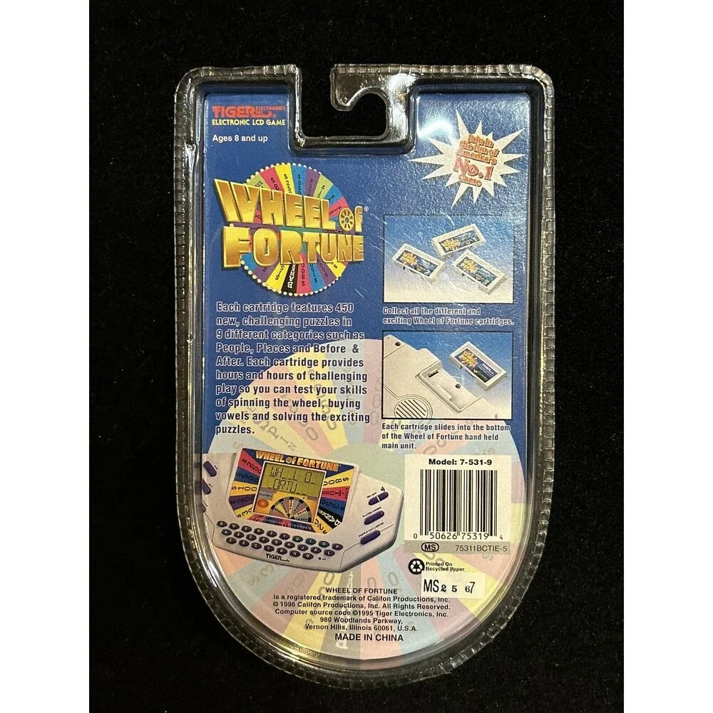 Vintage Wheel Of Fortune Handheld Video Game Cartridge #9 Tiger Sealed B2